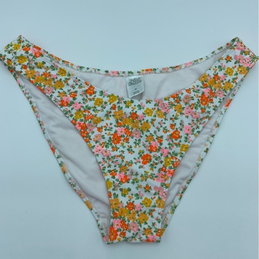 Wild Fable Floral Scoop Front Extra Cheeky Extra High Leg Bikini‎ Bottom - XL